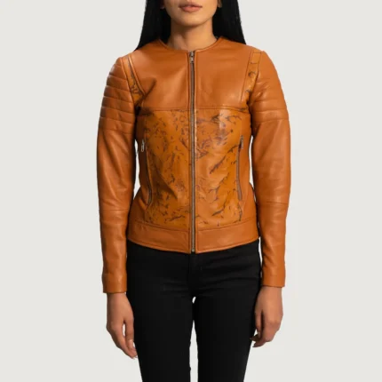 Sandy Tan Dye Leather Biker Jacket-reviseleather