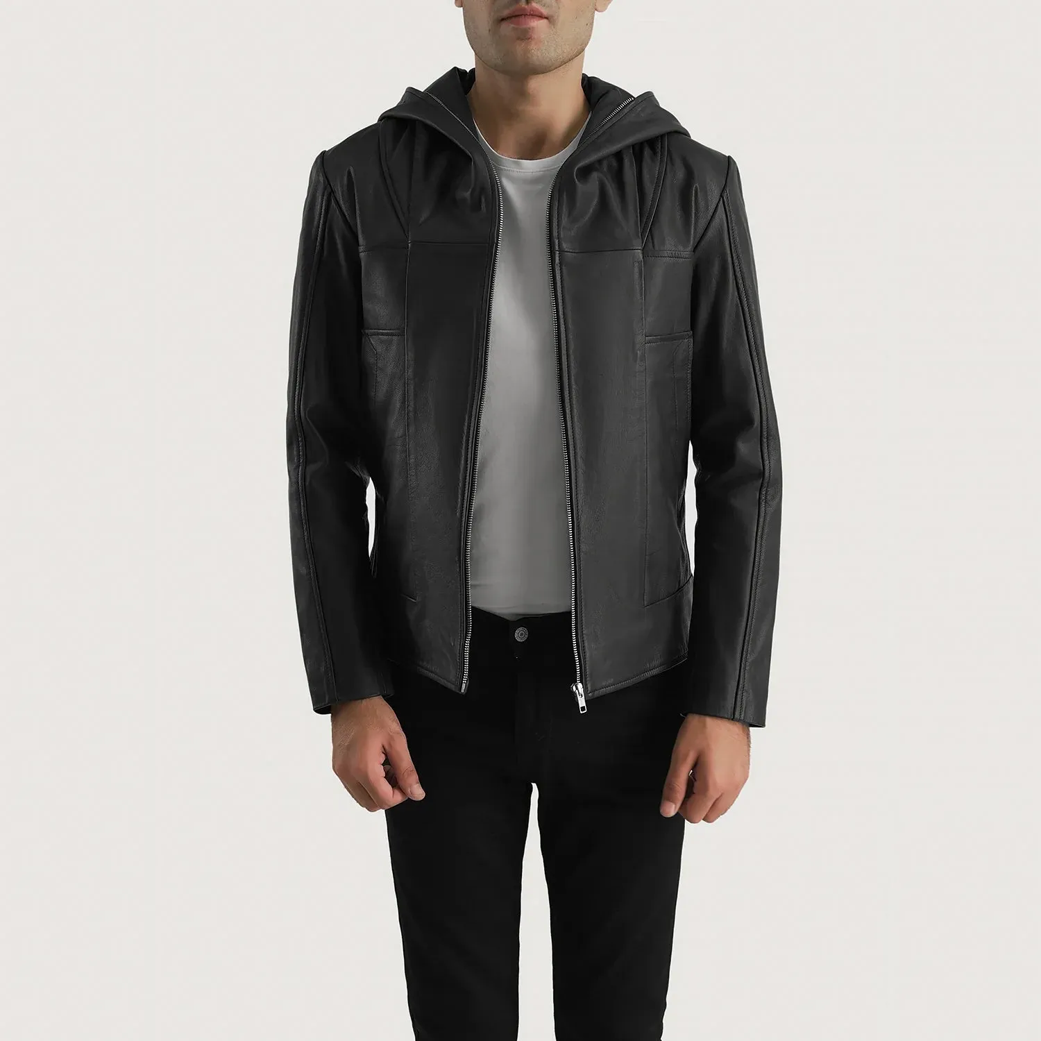 Spratt Black Hooded Leather Jacket-reviseleather