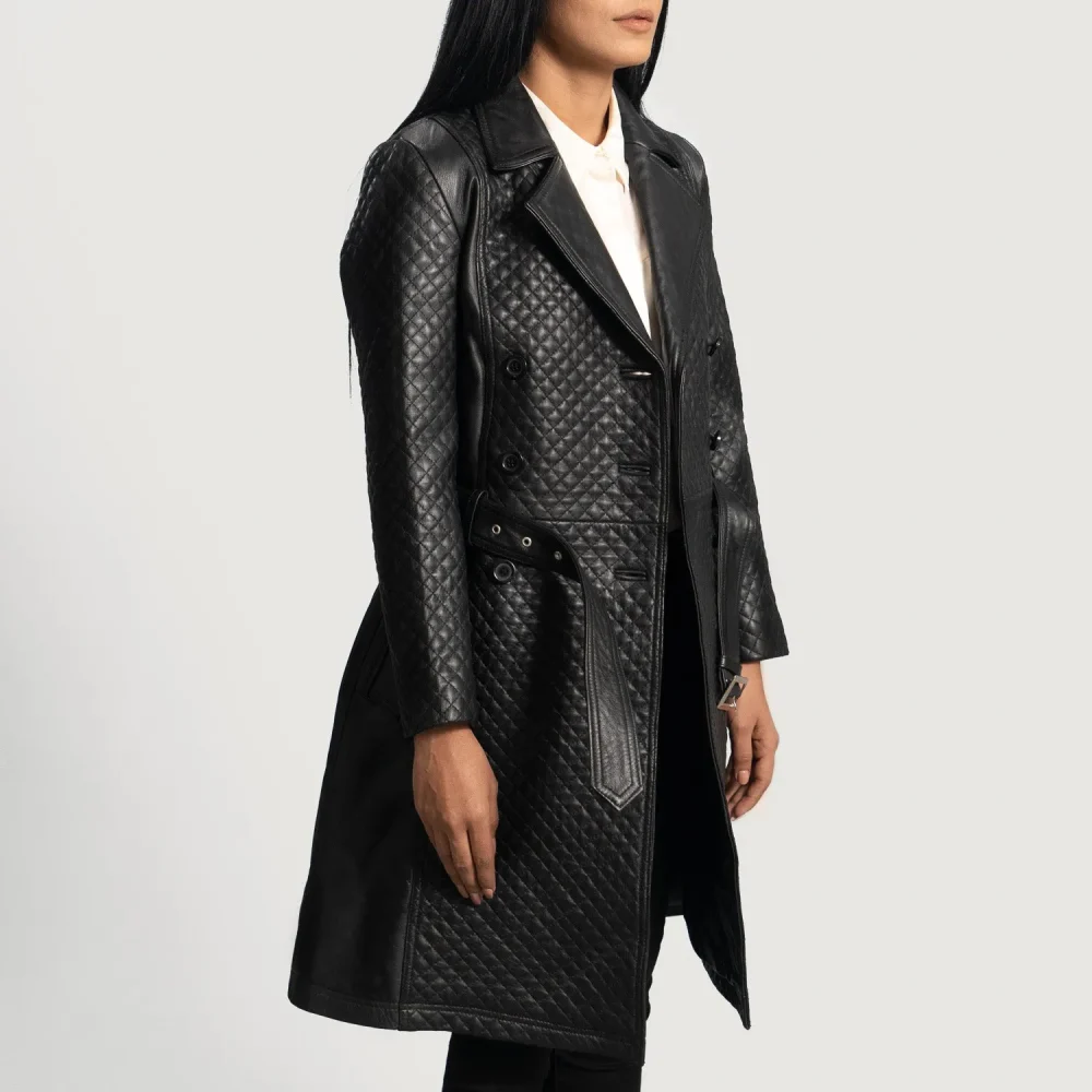 Sweet Susan Black Leather Trench Coat-reviseleather