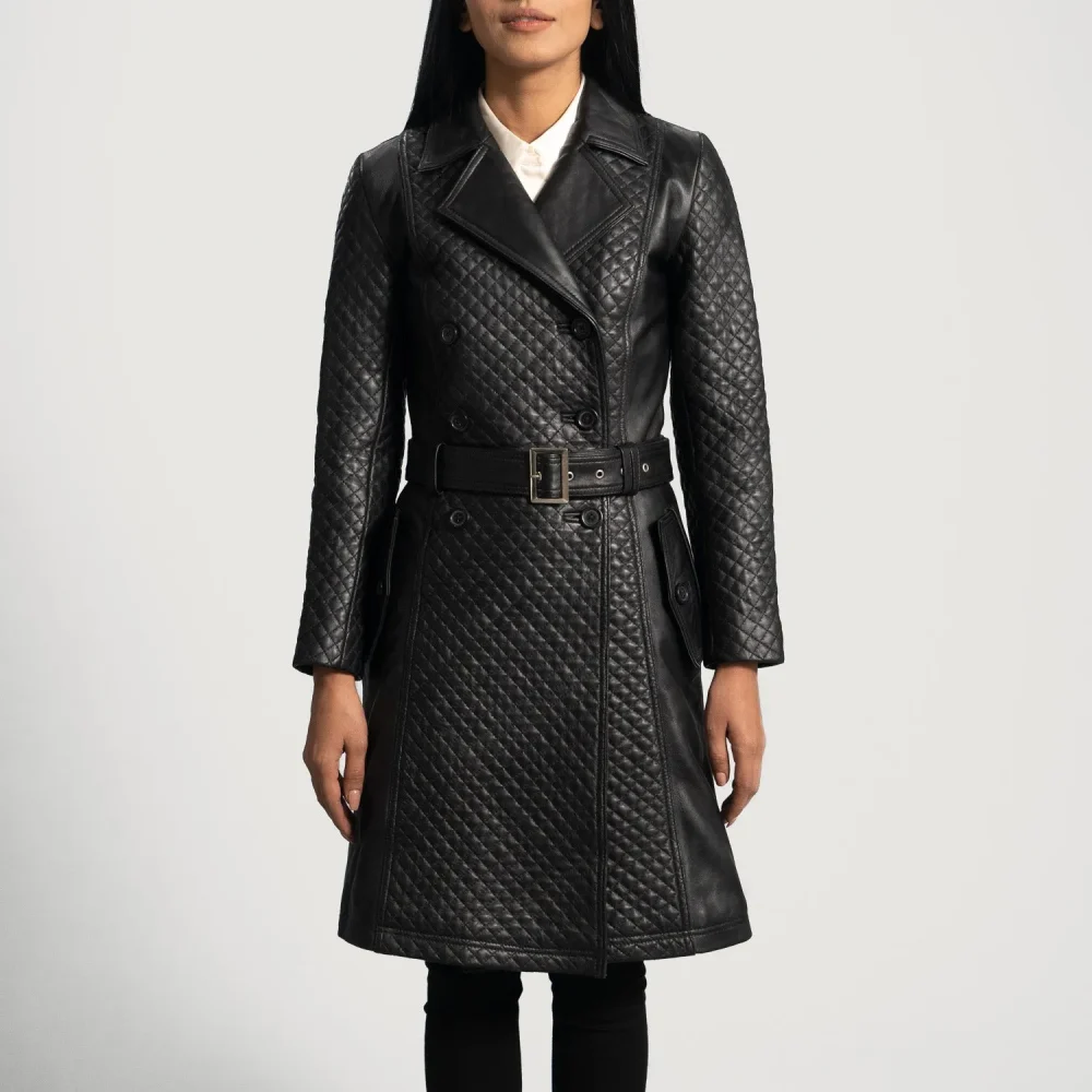 Sweet Susan Black Leather Trench Coat-reviseleather
