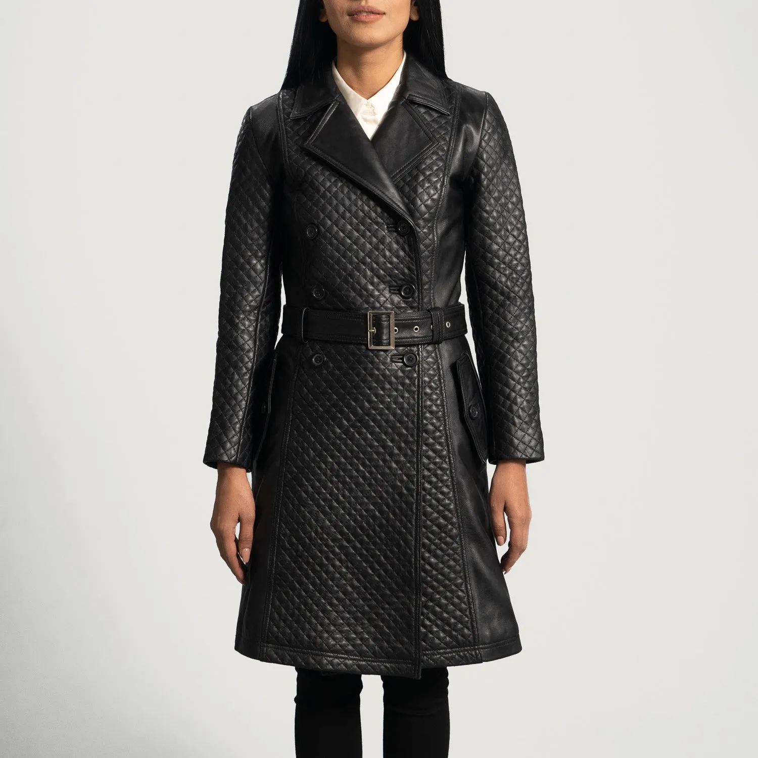 Sweet Susan Black Leather Trench Coat-reviseleather