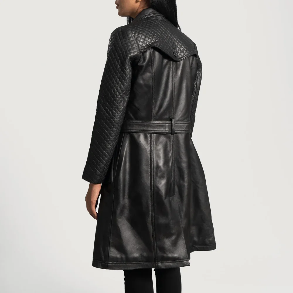 Sweet Susan Black Leather Trench Coat-reviseleather