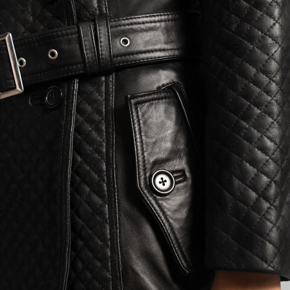 Sweet Susan Black Leather Trench Coat-reviseleather