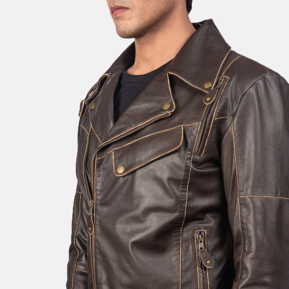 VINCENT BROWN LEATHER BIKER JACKET-reviseleather