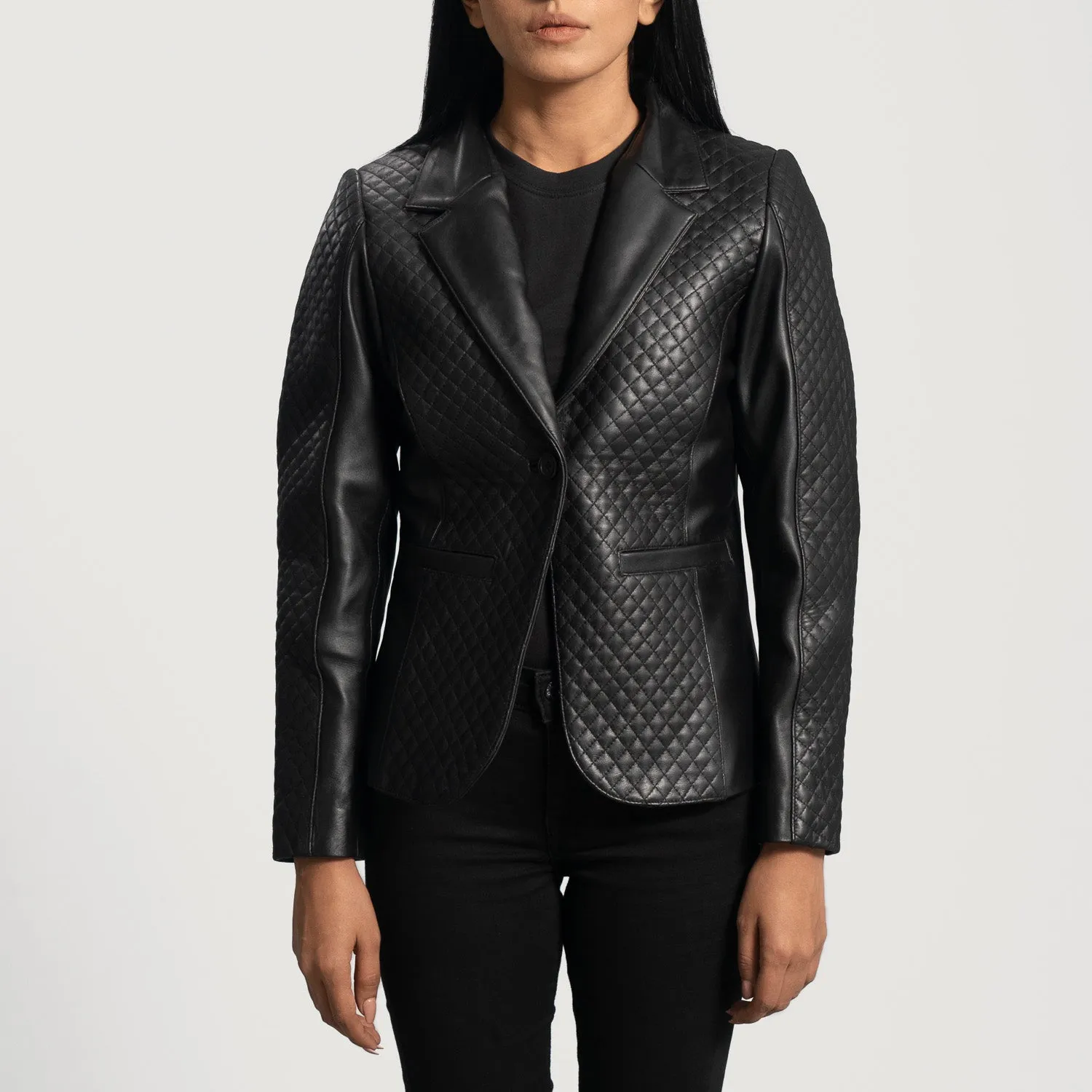 Cora Quilted Black Leather Blazer-reviseleather