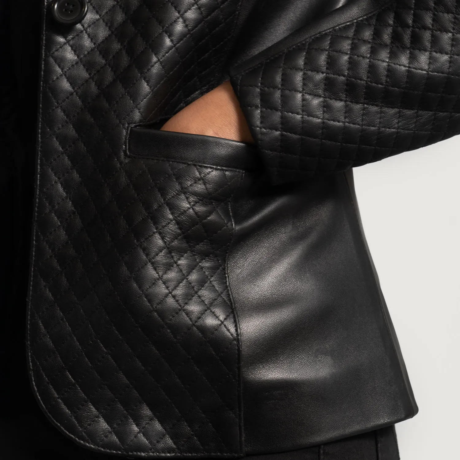 Cora Quilted Black Leather Blazer-reviseleather