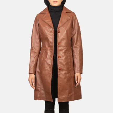 Alexis Brown Single Breasted Leather Coat-reviseleather