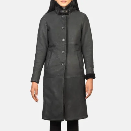 Alina Shearling Black Leather Coat-reviseleather