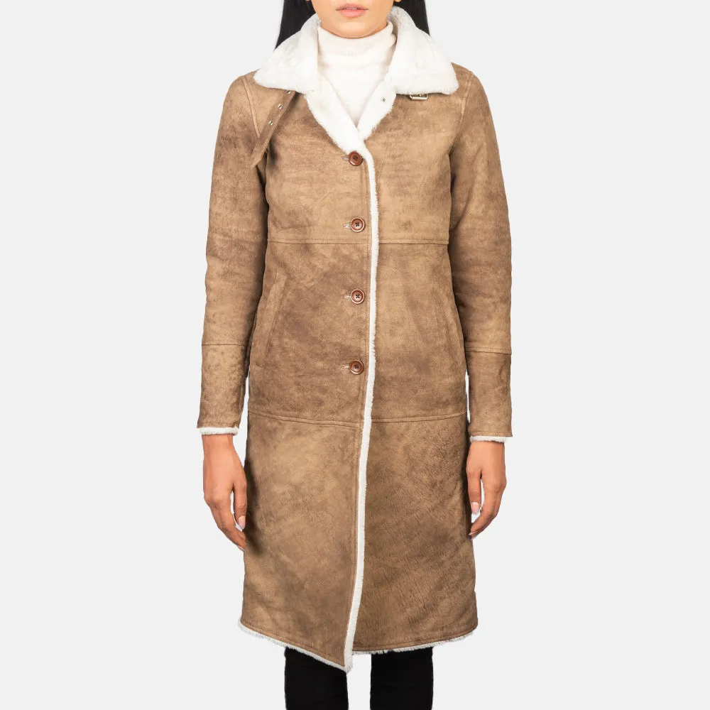 Alina Shearling Brown Leather Coat-reviseleather