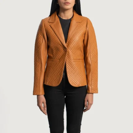 Cora Quilted Brown Leather Blazer-reviseleather