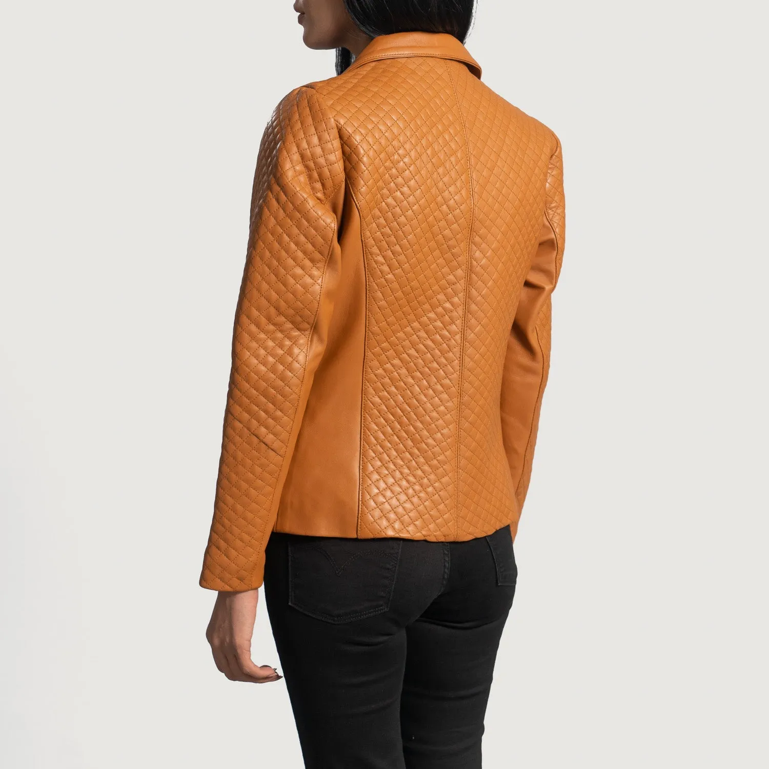 Cora Quilted Brown Leather Blazer-reviseleather