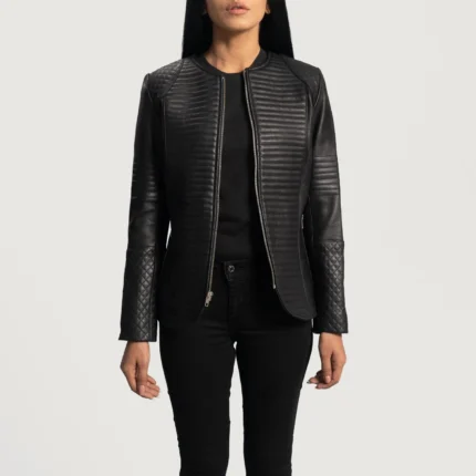 Nexi Quilted Black Leather Jacket-reviseleather