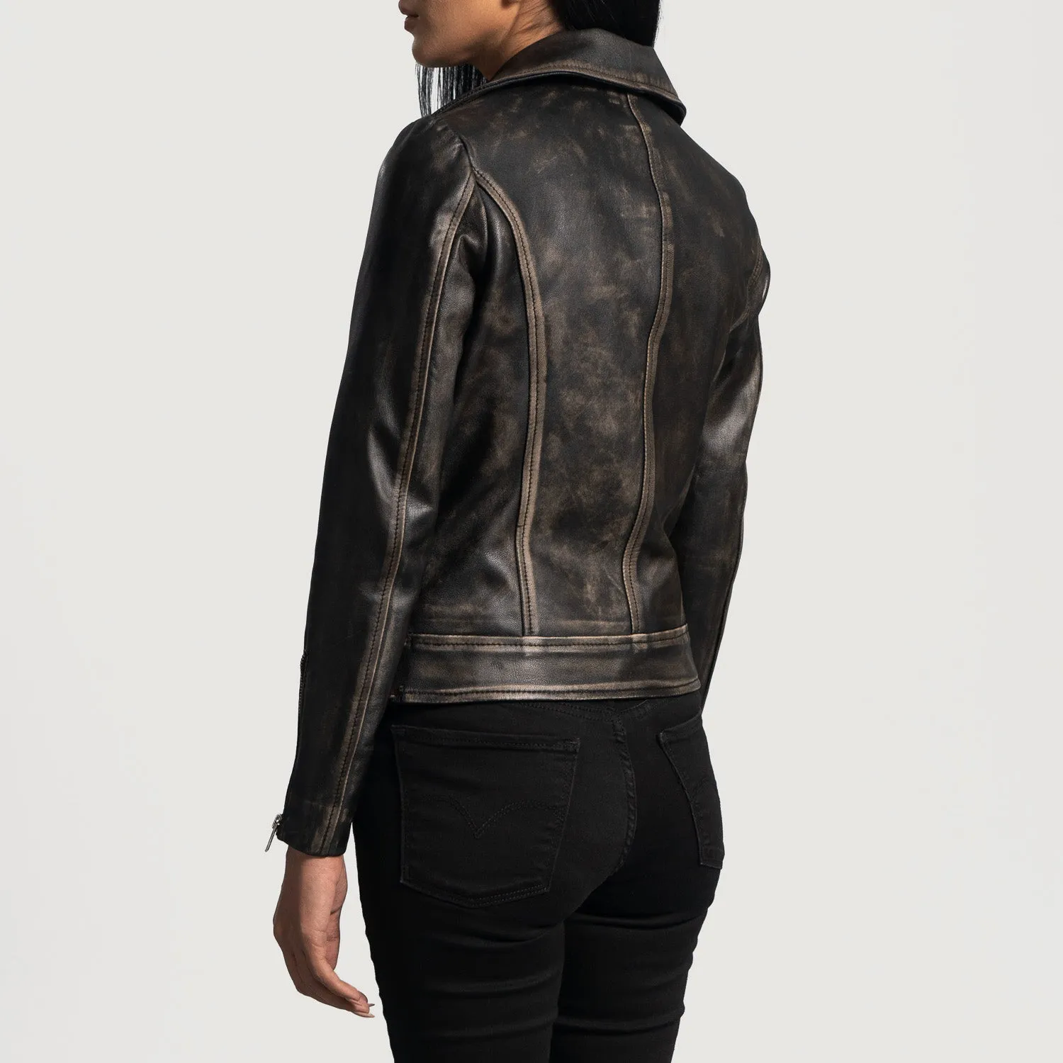 Rumy Distressed Brown Leather Biker Jacket-reviseleather
