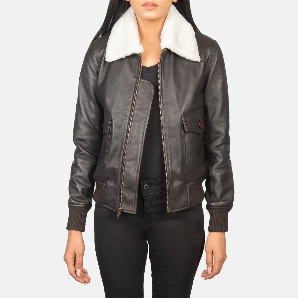 Stella G-1 Brown Leather Bomber Jacket-reviseleather