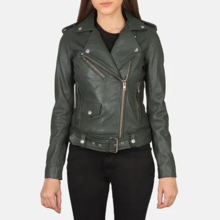 Alison Green Leather Biker Jacket-reviseleather