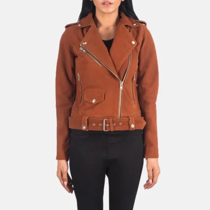 Alison Brown Suede Biker Jacket-reviseleather