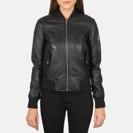 Ava Ma-1 Black Leather Bomber Jacket-reviseleather