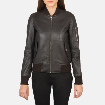 Ava Ma-1 Brown Leather Bomber Jacket-reviseleather