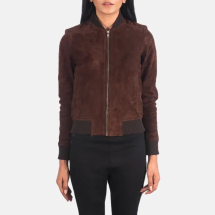 Bliss Brown Suede Bomber Jacket-reviseleather