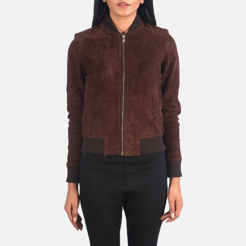 Bliss Brown Suede Bomber Jacket-reviseleather