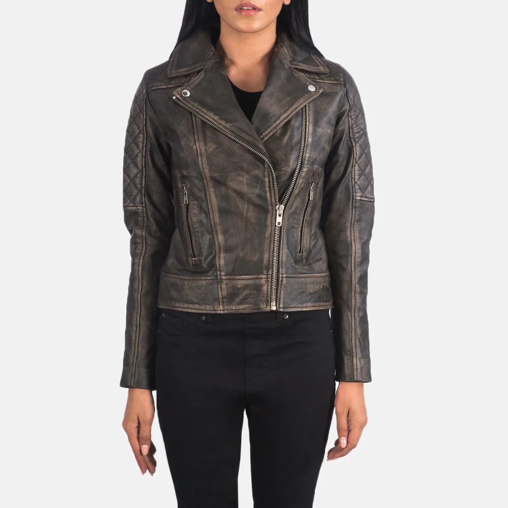 Carolyn Quilted Distressed Brown Biker Jacket-reviseleather