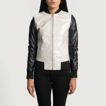 Cole Silver Leather Bomber Jacket-reviseleather