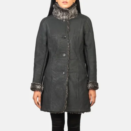 Erica Shearling Black Leather Coat-reviseleather