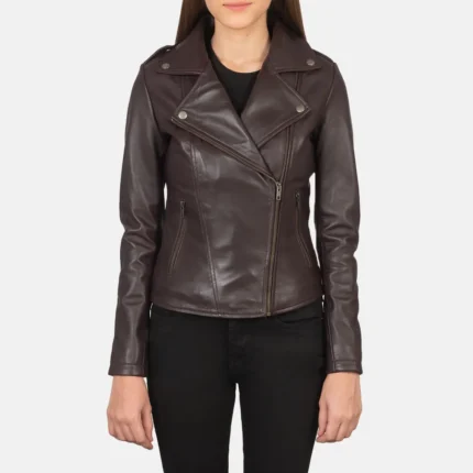 Flashback Maroon Leather Biker Jacket-reviseleather
