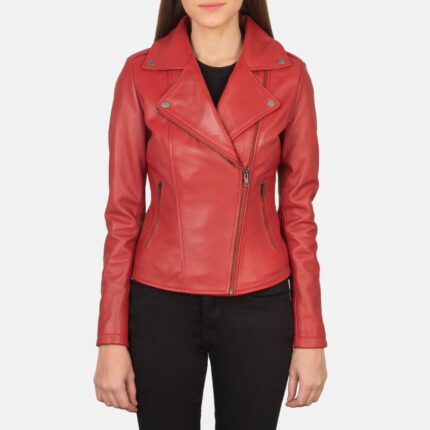Flashback Red Leather Biker Jacket-reviseleather