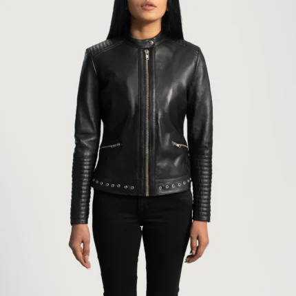 Haley Ray Black Leather Biker Jacket-reviseleather