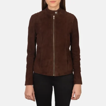 Kelsee Mocha Suede Biker Jacket-reviseleather