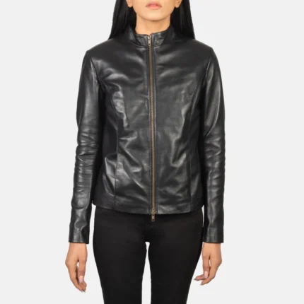 Rumella Black Leather Biker Jacket-reviseleather