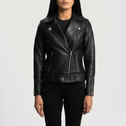 Rumy Black Leather Biker Jacket-reviseleather
