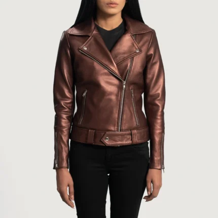 Rumy Maroon Leather Biker Jacket-reviseleather