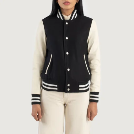 Savant Black & White Hybrid Varsity Jacket-reviseleather