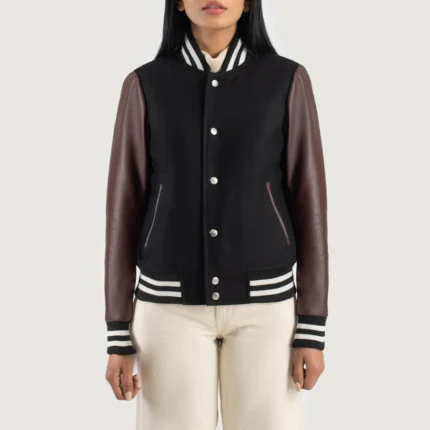 Savant Maroon & Black Hybrid Varsity Jacket-reviseleather