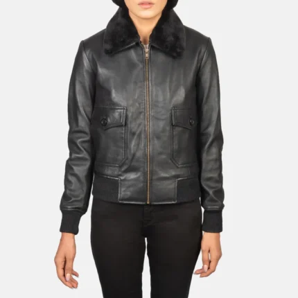 Stella G-1 Black Leather Bomber Jacket-reviseleather