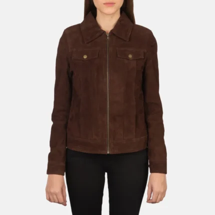 Suzy Mocha Suede Trucker Jacket-reviseleather