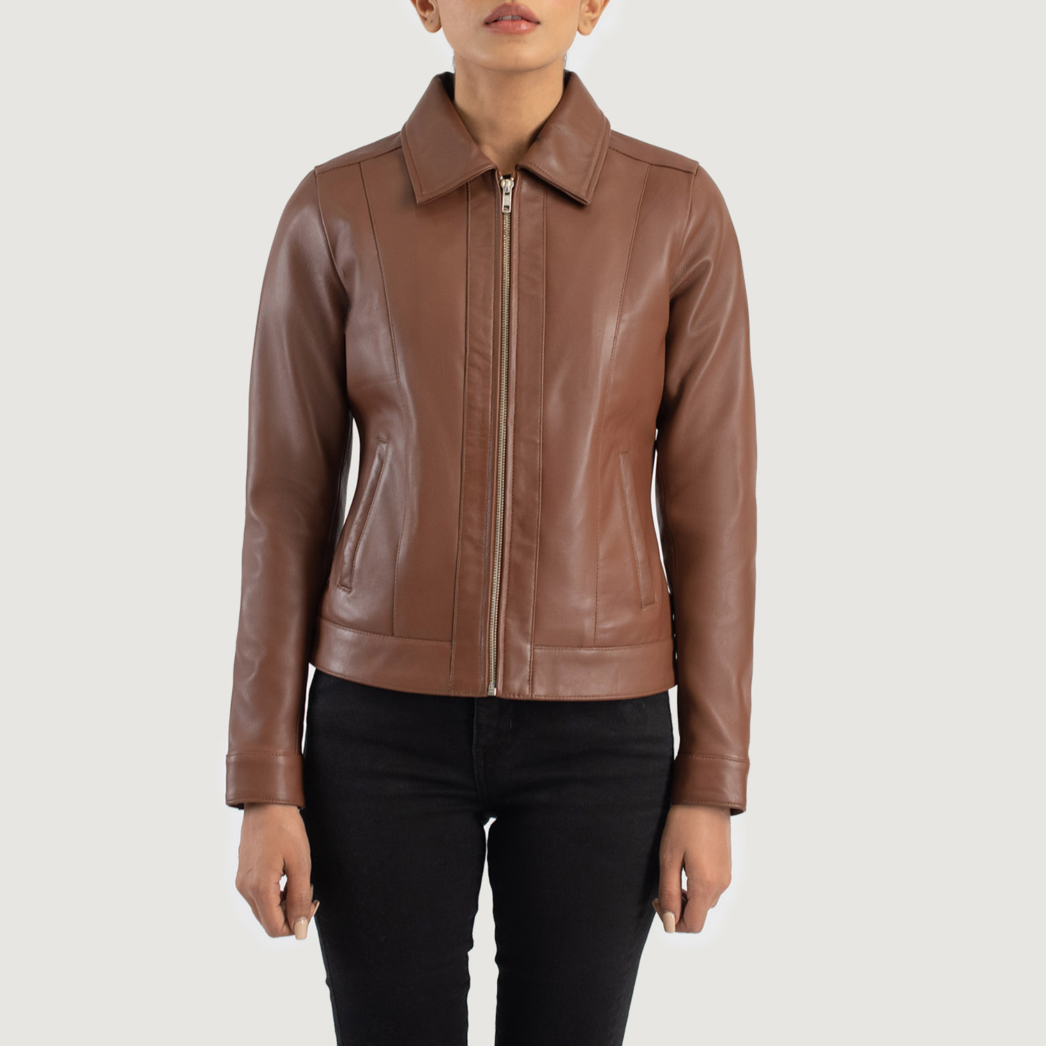 Vixen Brown Classic Collar Leather Jacket-reviseleather