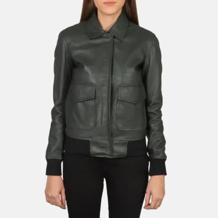 Westa A-2 Green Leather Bomber Jacket-reviseleather