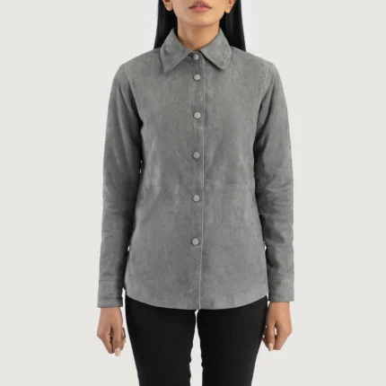 Zenith Grey Suede Leather Shirt Jacket-reviseleather