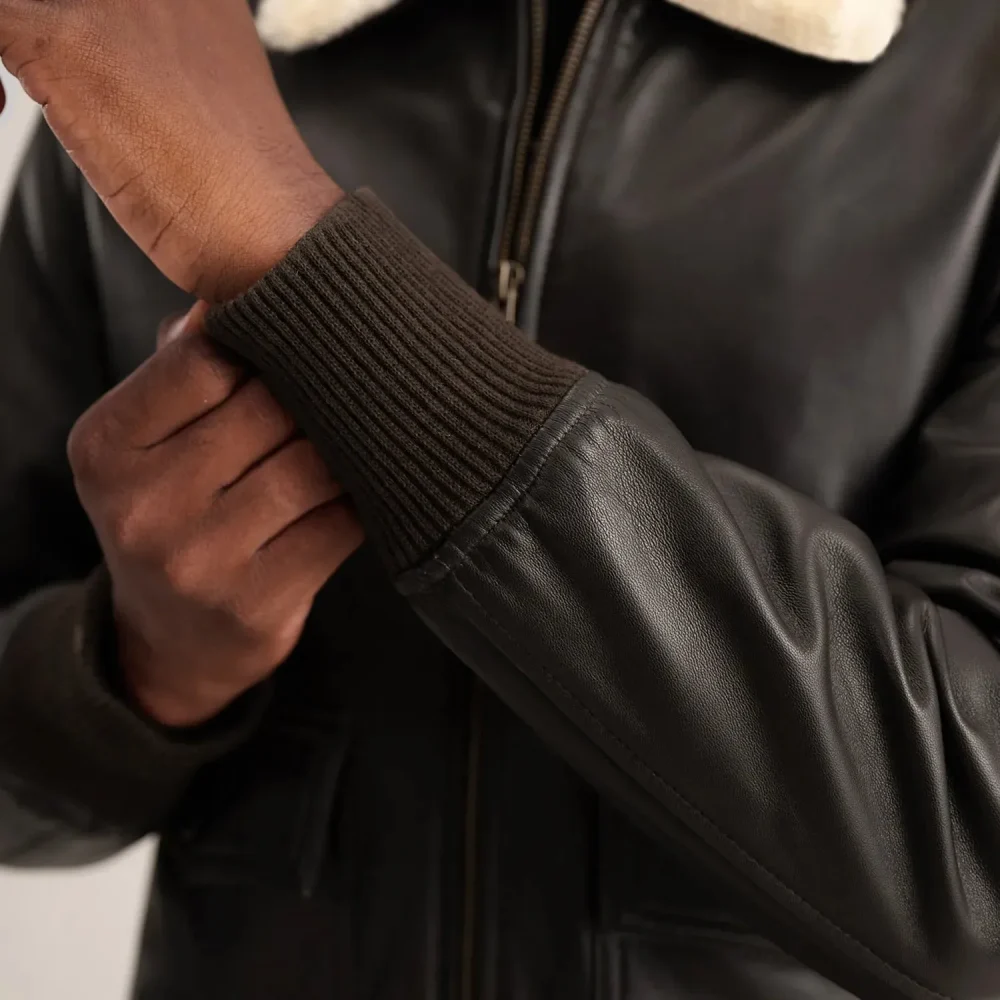 Airin G-1 Brown & Cream Leather Bomber Jacket-reviseleather