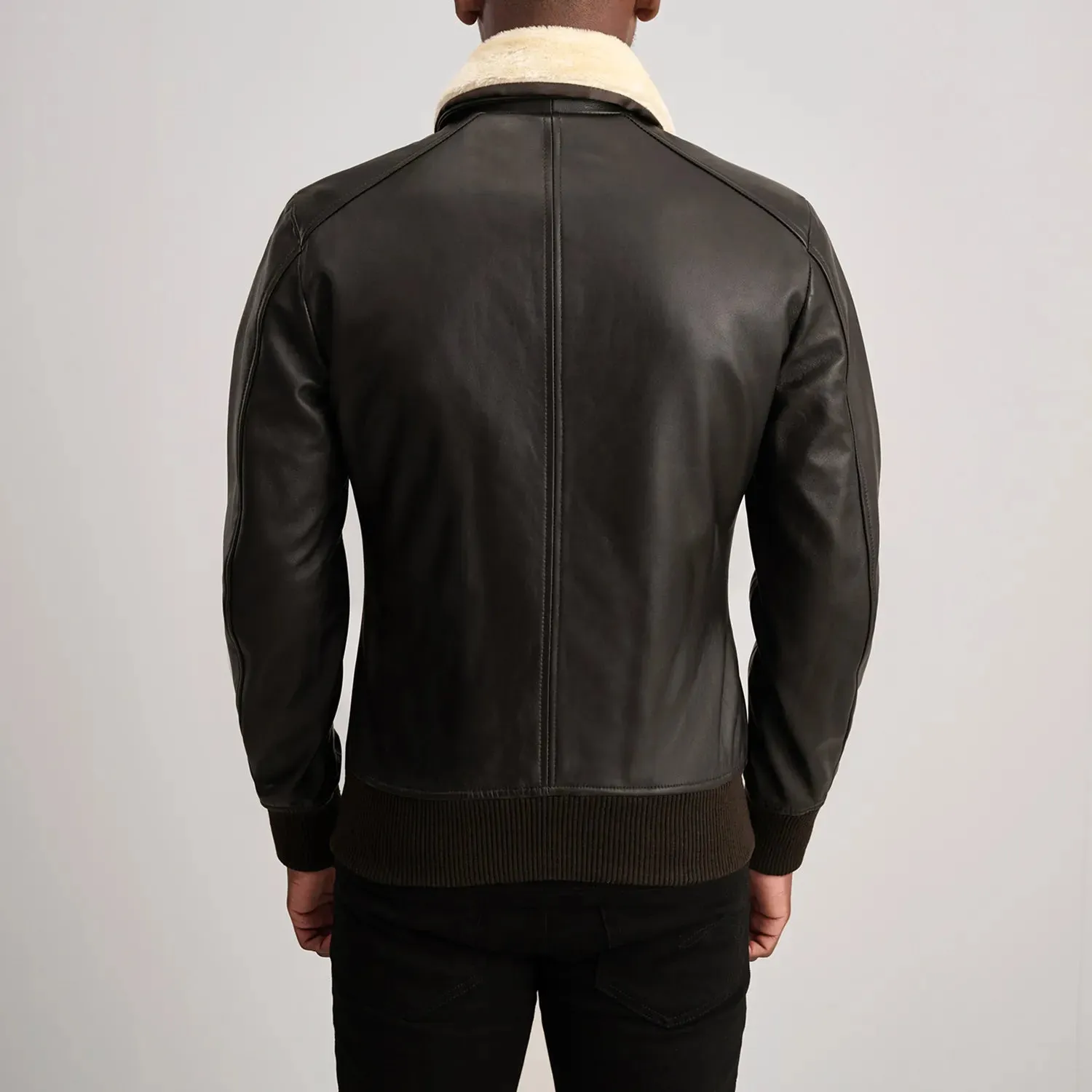Airin G-1 Brown & Cream Leather Bomber Jacket-reviseleather
