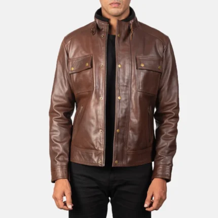 Darren Brown Leather Biker Jacket-reviseleather