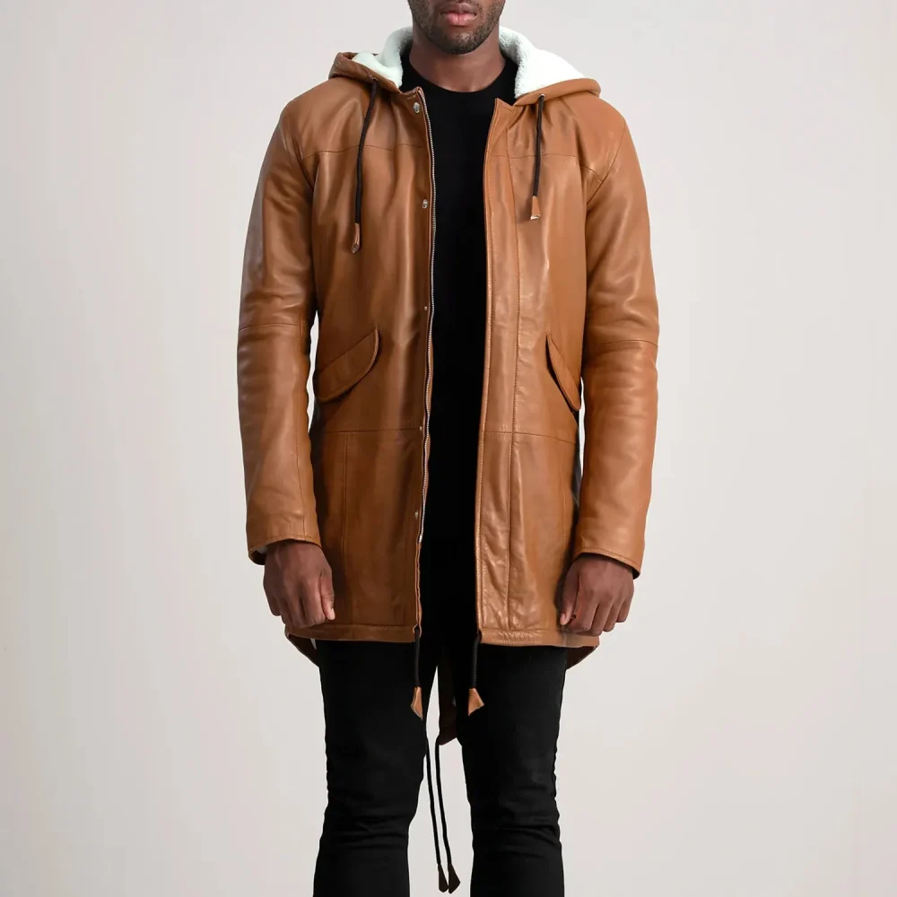 Delvin Tan Leather Parka-reviseleather
