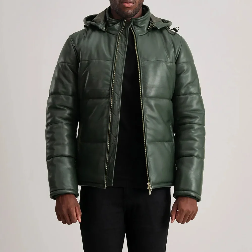 Gordon Green Hooded Leather Puffer Jacket-reviseleather