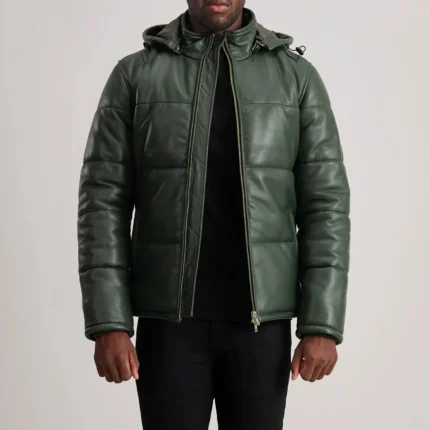Gordon Green Hooded Leather Puffer Jacket-reviseleather