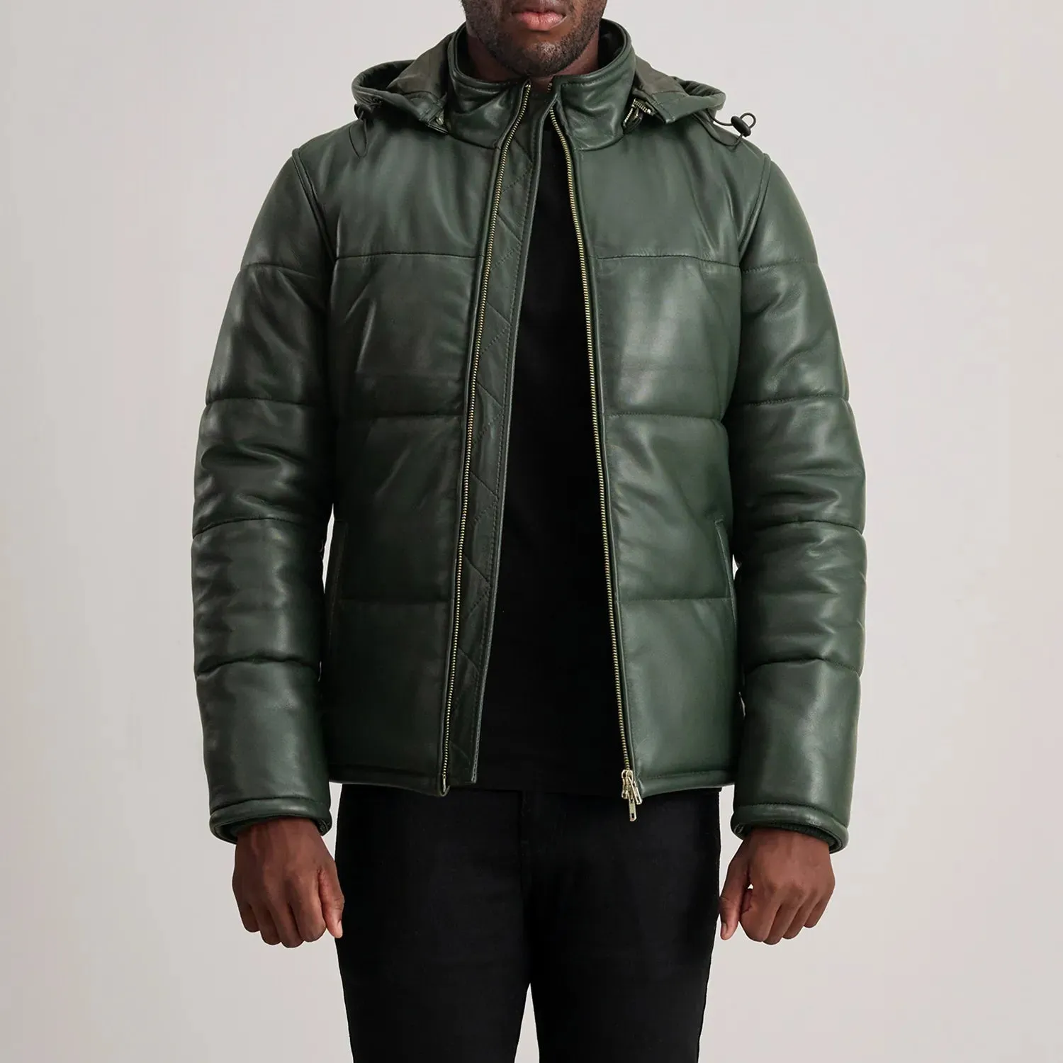 Gordon Green Hooded Leather Puffer Jacket-reviseleather