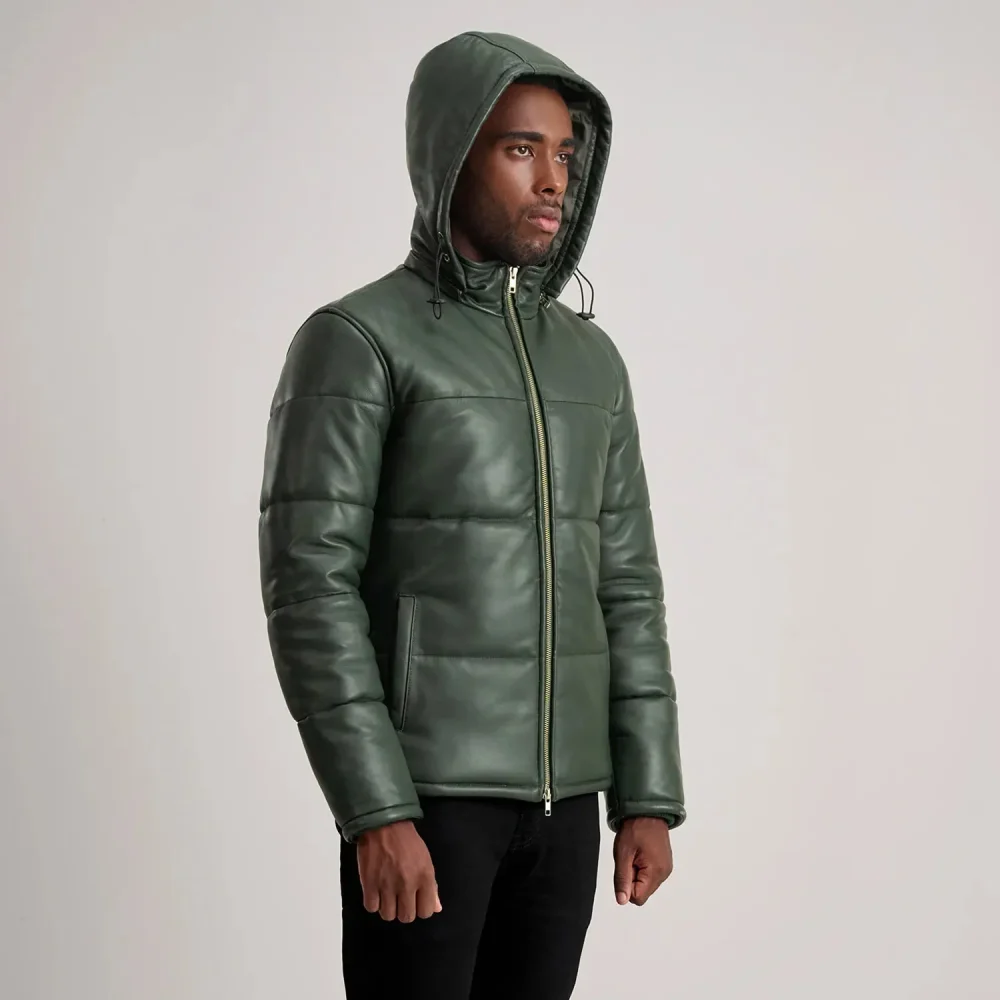 Gordon Green Hooded Leather Puffer Jacket-reviseleather