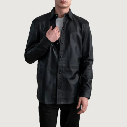 Haven Black Leather Shirt-reviseleather